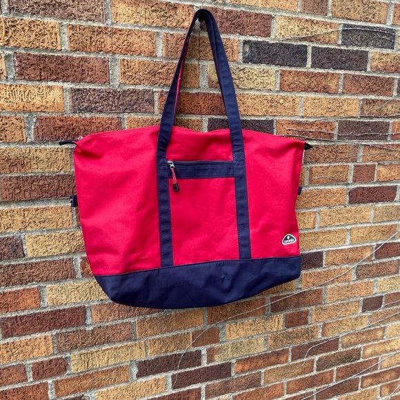 SAMSONITE YACHT TOTE BAG ZIP TOP RED/NAVY BLUE 24''X 16''. - Picture 7 of 9